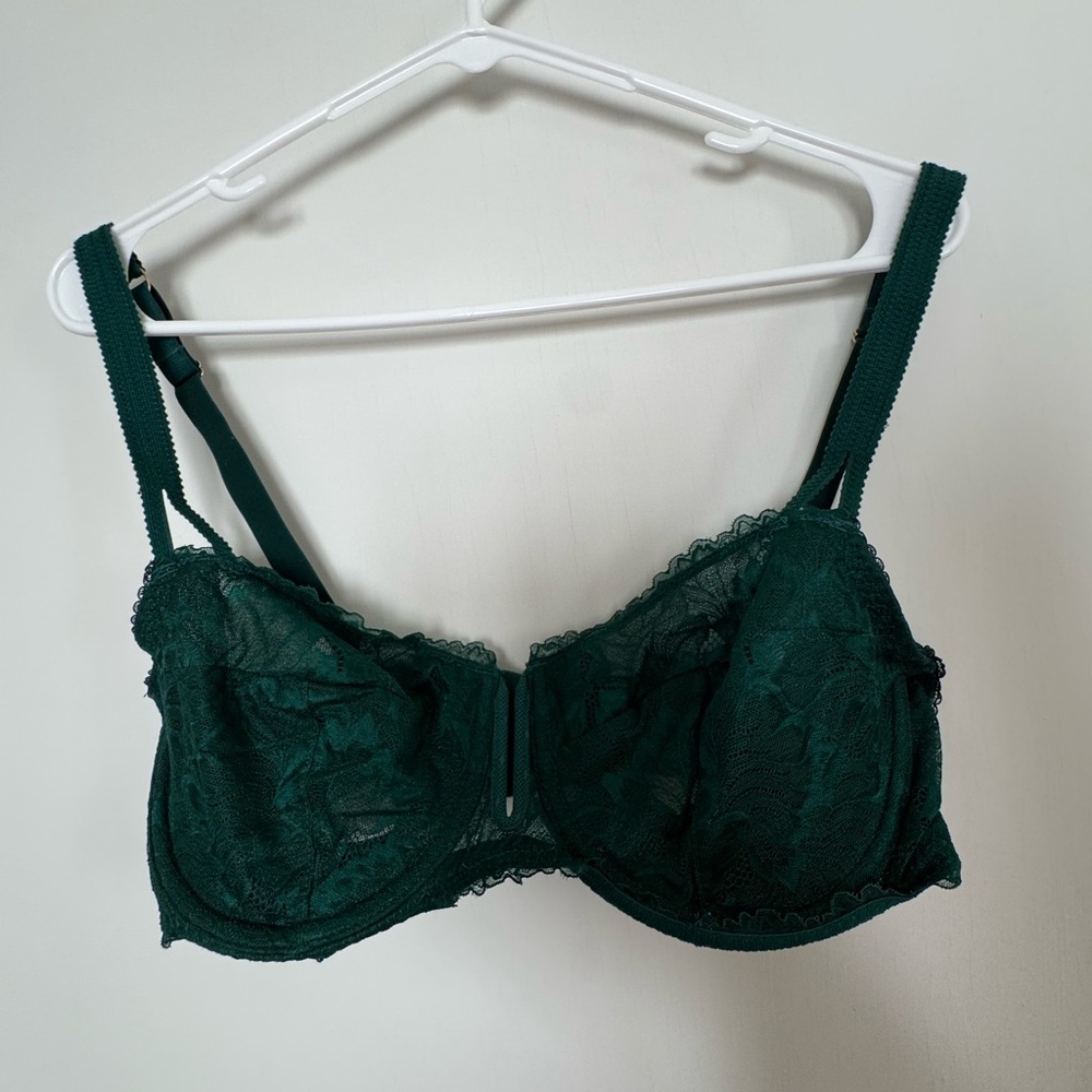 Auden Lace Underwire Bra - Dark Green